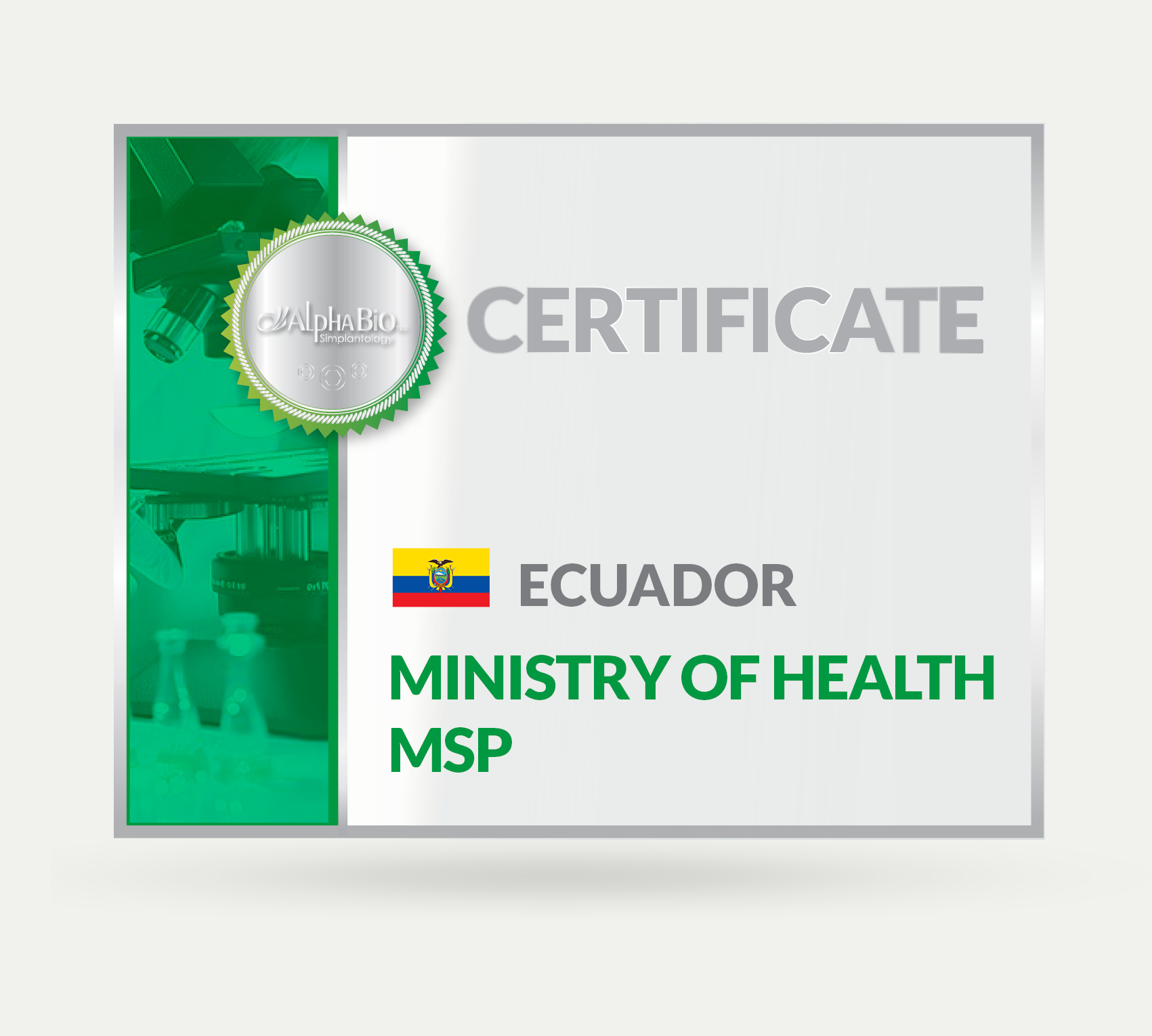 Certificate Ecuador - Alpha Bio Tec