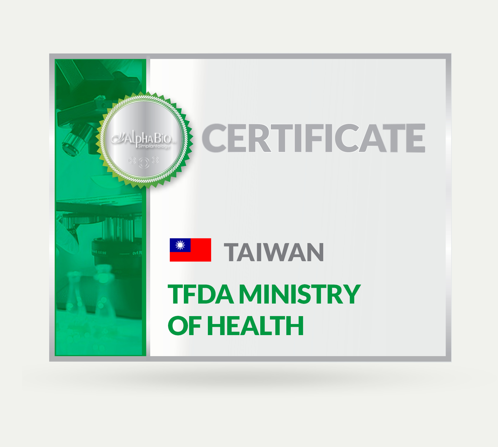 Certificate Taiwan - Alpha Bio Tec