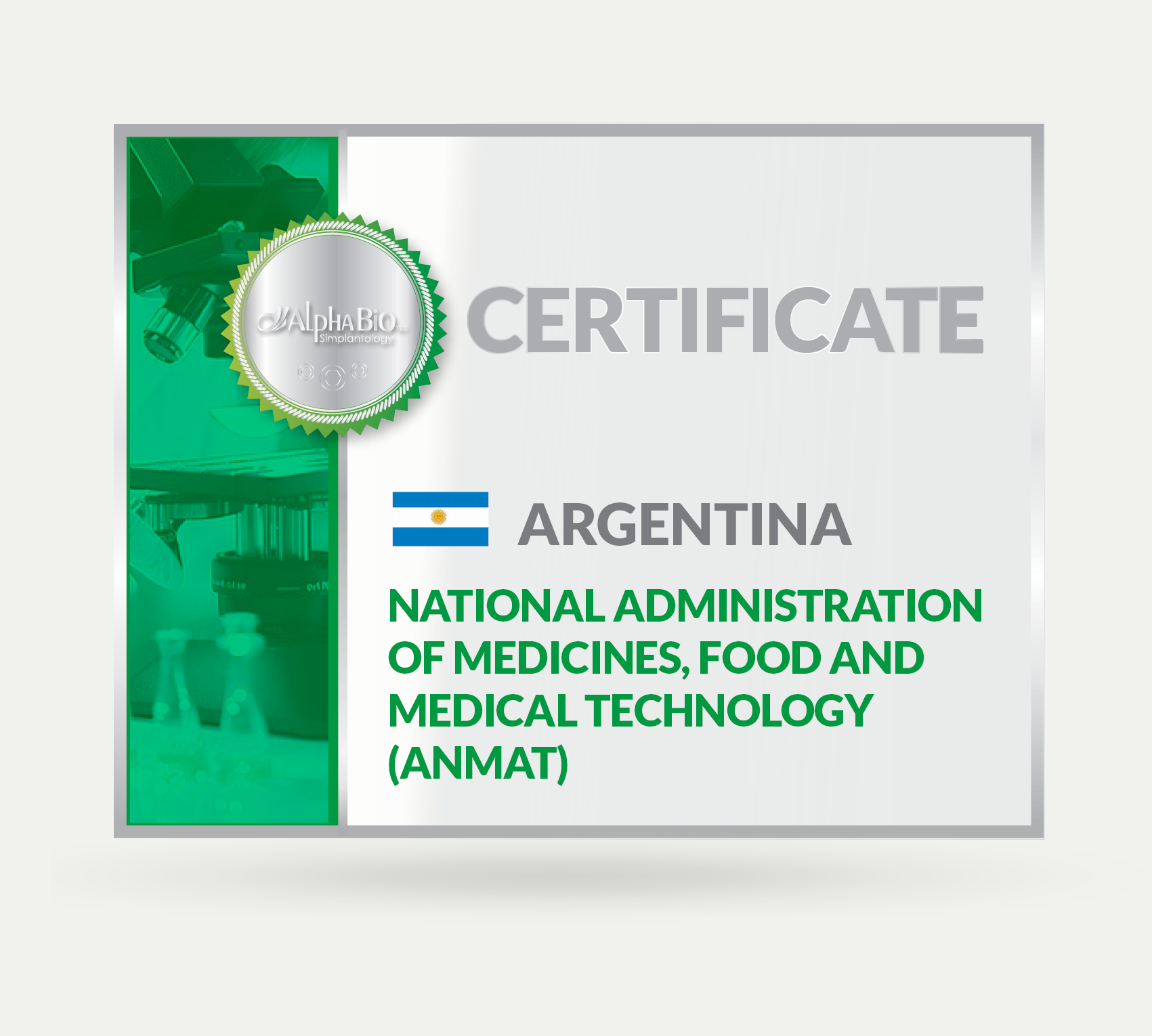 Certificate Argentina - Alpha Bio Tec