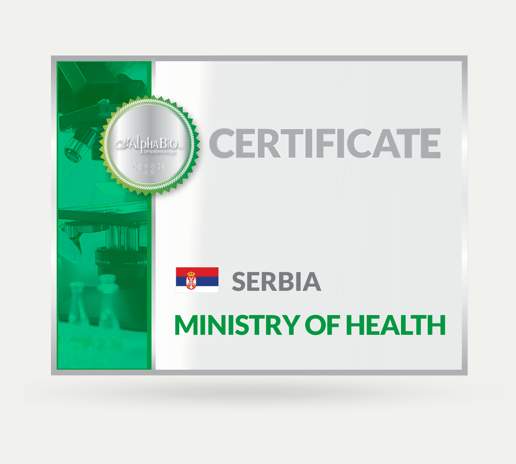 Certificate Serbia - Alpha Bio Tec